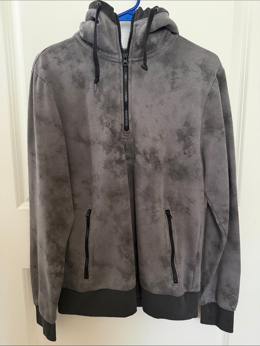 Men's Gray Hooded Zip-Up Fleece Jacket